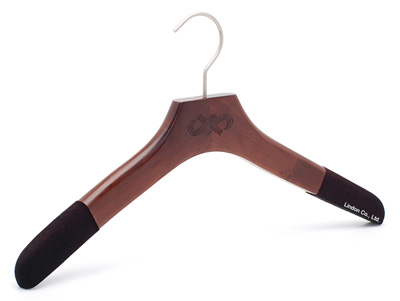  Luxury Wooden Flat Coat Hanger with Velvet Coated Shoulder