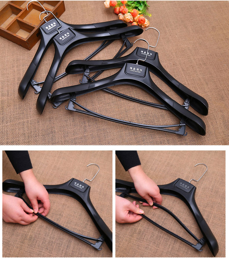 19 Black Plastic Concave Suit Hanger with Extra Wide Shoulders