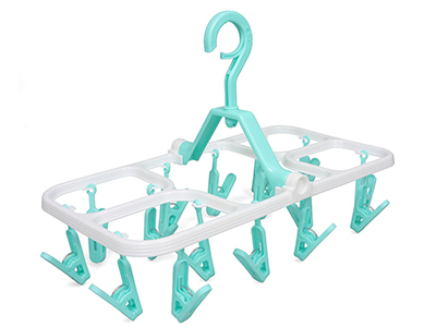 Good Quality Foldable Drying Laundry Rack Plastic Scarf Socks and Underwear Hanger with 16 Clips