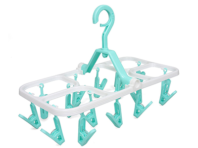  Good Quality Foldable Drying Laundry Rack Plastic Scarf Socks and Underwear Hanger with 16 Clips