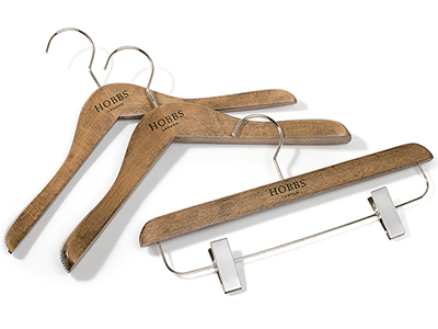  Designer Vintage Antique Solid Wood Clothing Hangers with Black Logo