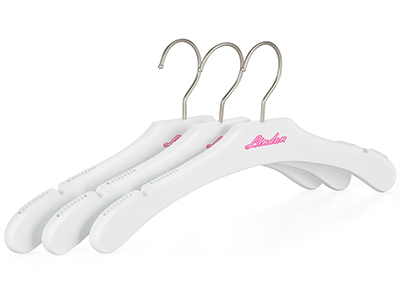  Smooth White Premium Solid Wood Shirt Dress Hangers with Rubber Stripe