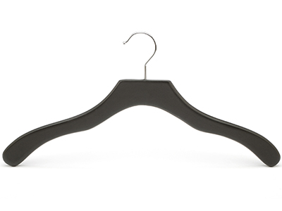  Factory Price Tops Clothing Type Fashion Flat Wave Black Wooden Euro Hanger Cloth