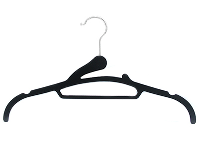  Black velvet padded clothes hangers wholesale with tie bar