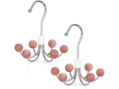  New Product 6 Cedar Balls Design 360 Degree Swivel Scarf Hanger Belt Handbag Closet Organizer Hanger