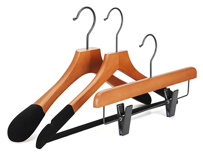  Luxury Anti-Slip Solid Wood Flocking Hangers Velvet Wooden Hangers with logo