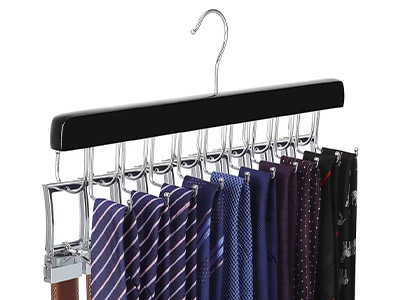 Multi Functional 20 Hooks Belt Tie Racks Holder 2 in 1 Belt Tie Wooden Hanger for Storage