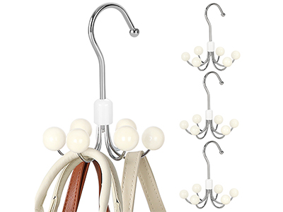 Accessory Organizer 360°Swivel Tanktop Purse Hanger with 6 Wood Balls