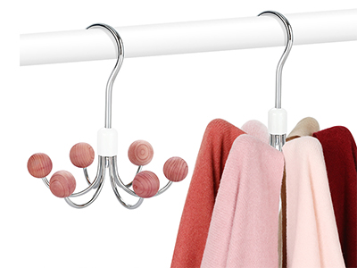 New Product 6 Cedar Balls Design 360 Degree Swivel Scarf Hanger Belt Handbag Closet Organizer Hanger