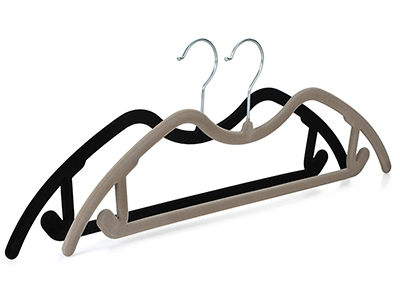 No Shoulder Bumps Velvet Short Neck Flocking Anti Slip Hanger for Save Space
